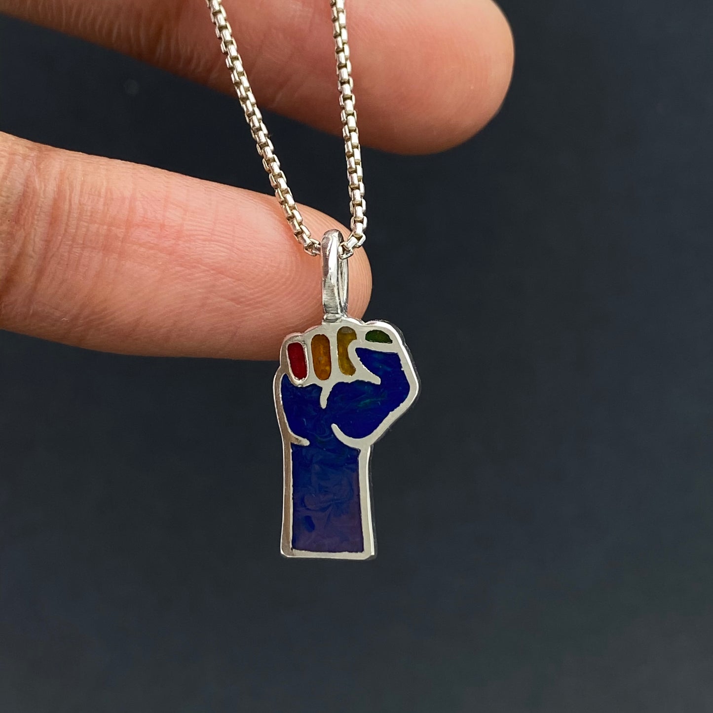 Rainbow Solidarity Fist Necklace