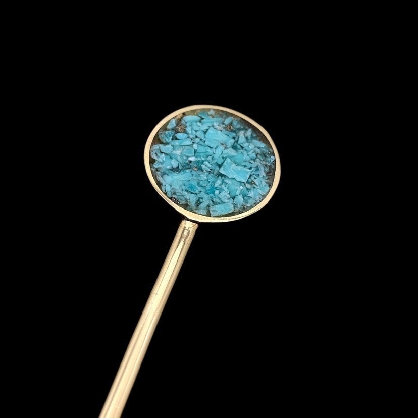 Turquoise Inlay Brass Hair Stick